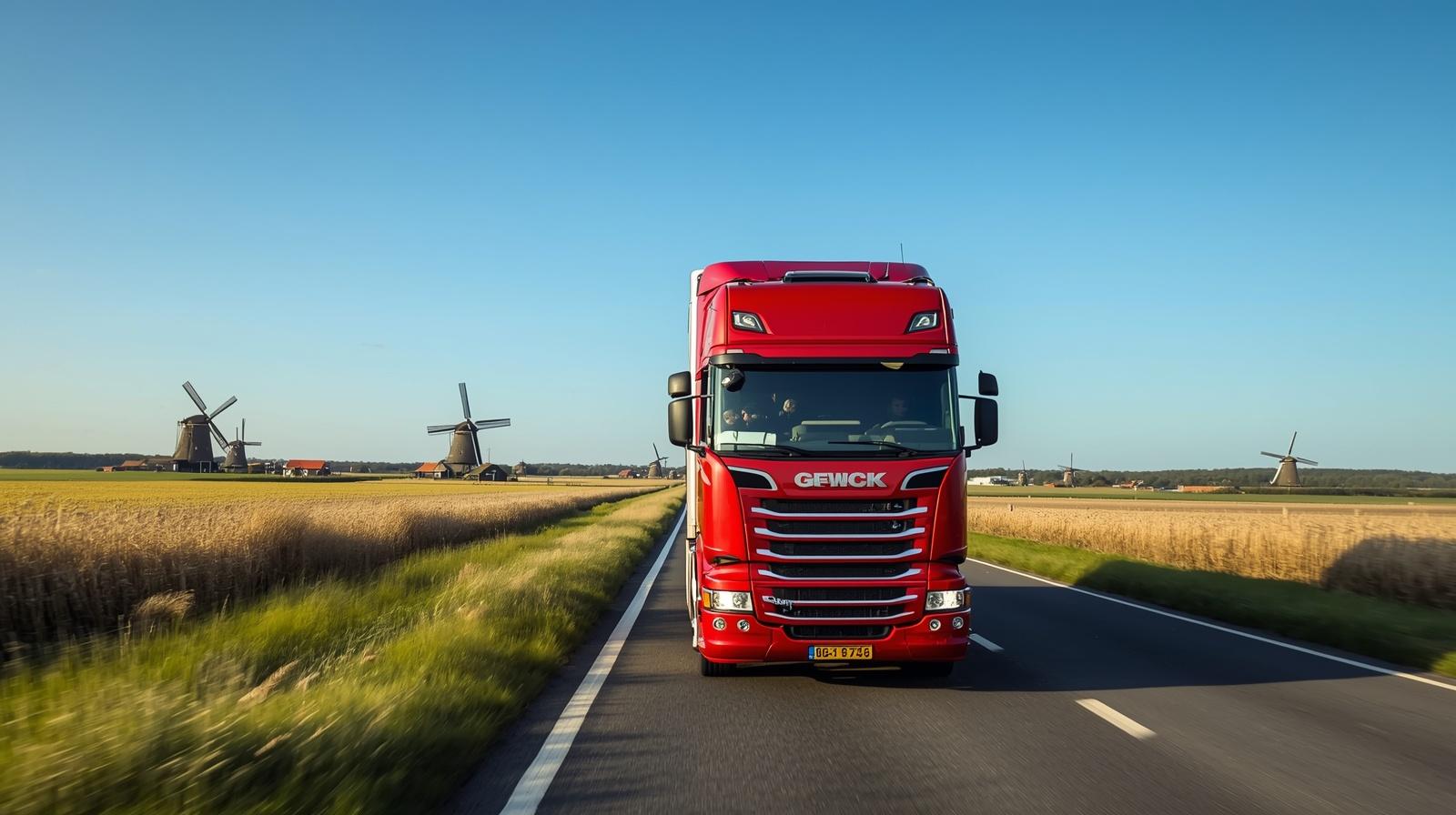 truck on the road in netherlands